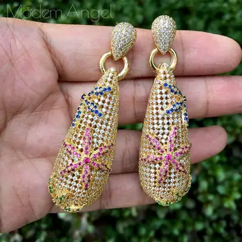 

ModemAngel Multicolor Cubic Zircon Earrings For Women Fashion Wedding Olive Branch Ear Fashion Jewelry