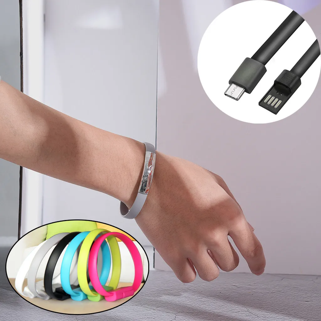 

Wristband Type-C Cable Charger Charging Data Sync For Android Cell Phone Charger Wristband Bracelet For Samsung S6 S7