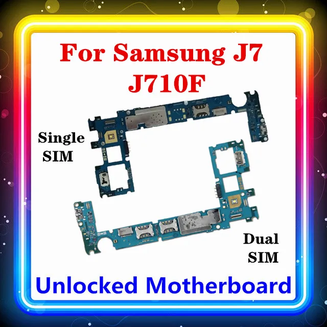 Оригинальная материнская плата для Samsung Galaxy J7 J710F J710FQ Android с одной/двумя SIM картами