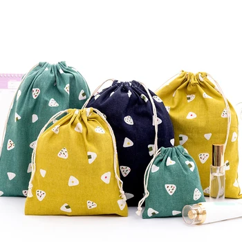 

Casual Women Cotton Drawstring Shopping Bag Eco Reusable Folding Grocery Cloth Underwear Pouch Case Travel Home Stora