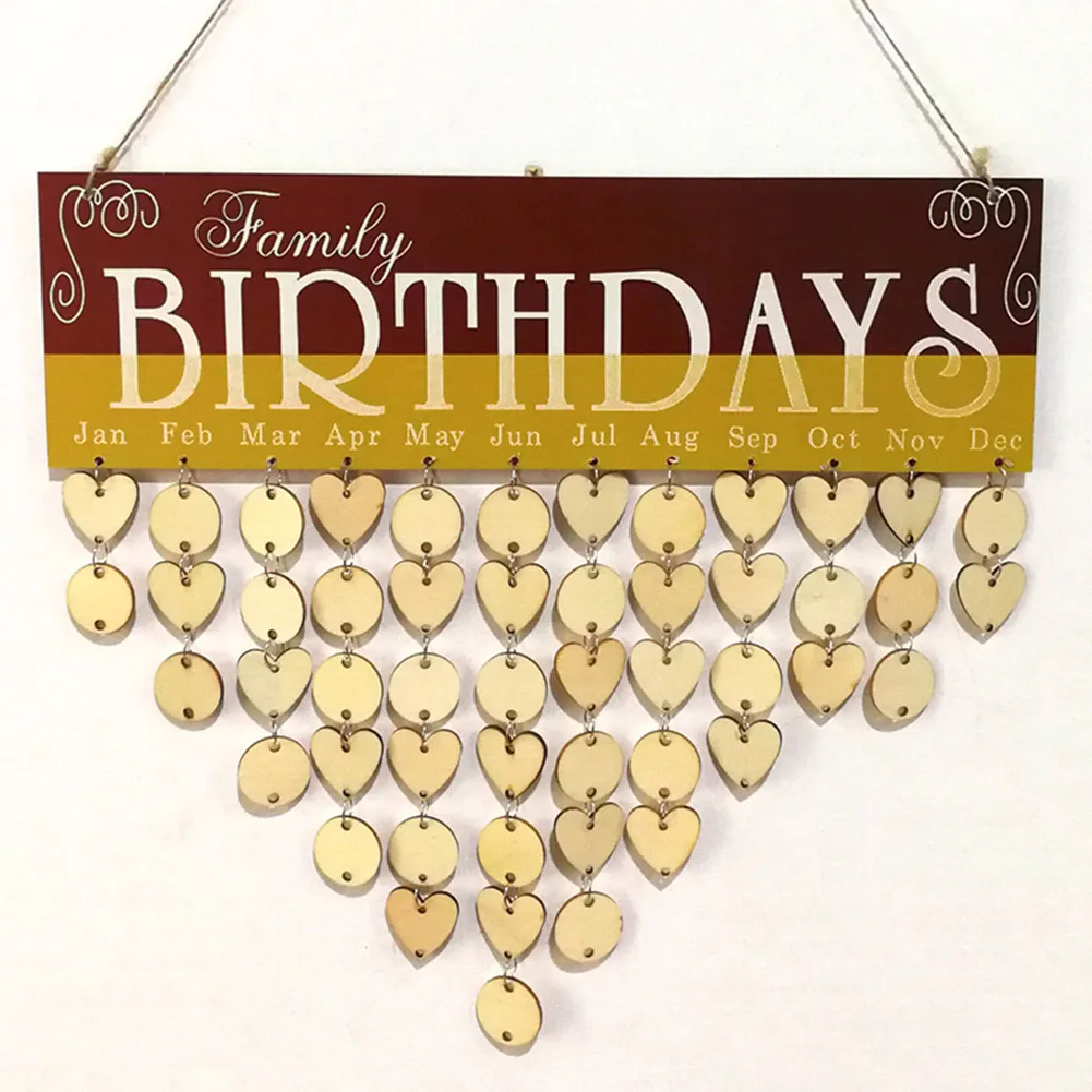 Hot Selling Wood Wall Hanging Calendar Birthday Celebrations DIY Reminder for Home Decoration LBV - Цвет: Армейский зеленый