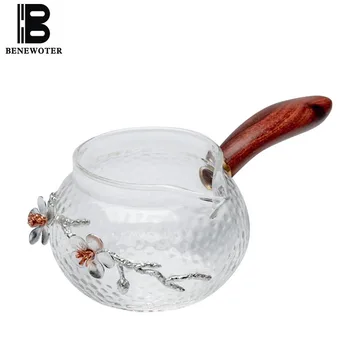 

Heat Resistant Transparent Glass Fair Cup Chinese Kung Fu Tea Cup Creative Handmade Tin Plum Flower Tea Bowl Master Cups Teaware