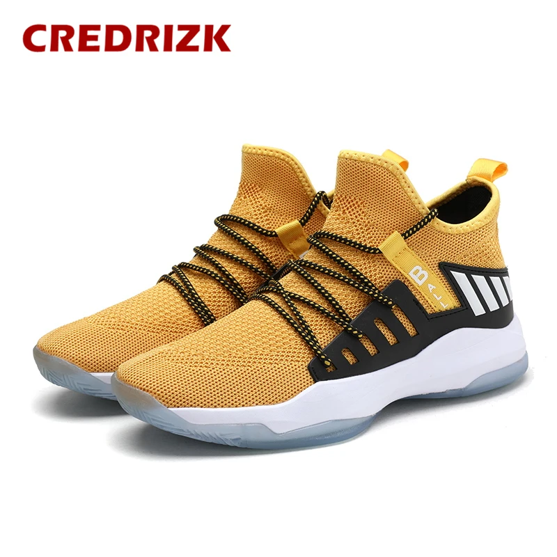 Новое поступление баскетбольные кроссовки мужские Flyknit Ретро Jordan Basket Homme Lebron баскетбольные кроссовки с высоким берцем James - Цвет: Цвет: желтый