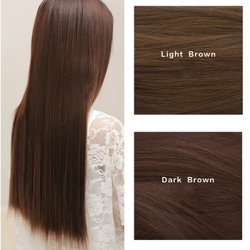 

U-Part Clip in Hair ExtensionLong Straight Clip in one Piece Synthetic Hair Extension 5 Clips Hair Pieces for Women