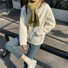 2021 Winter Solid Padded Lambswool Patchwork Women Coat Cotton Warm Loose Casual Jacket Female Outwear Elegant Tops