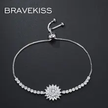 Bravekiss очаровательные прозрачные круглые браслеты с подсолнухами для женщин, Теннисный браслет, ювелирные изделия из кубического циркония, модные аксессуары UB0185