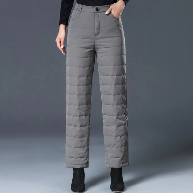 Womens High Waist Wide Leg Down Pants Winter Outdoor Hiking Warm