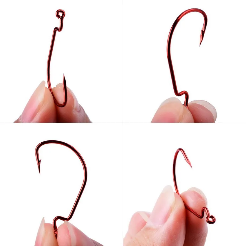 50pcs/ Box high-carbon steel fishing hooks 5/0#-6# crank fishing hook lure worm pesca for soft bait fish tackle accessories