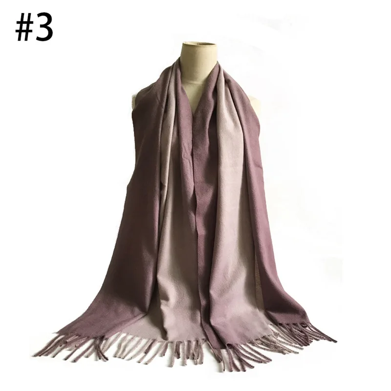 Градиентный цвет, кашемировый женский шарф, зимний теплый шарф из пашмины, женские шали и накидки, женский толстый шарф-одеяло