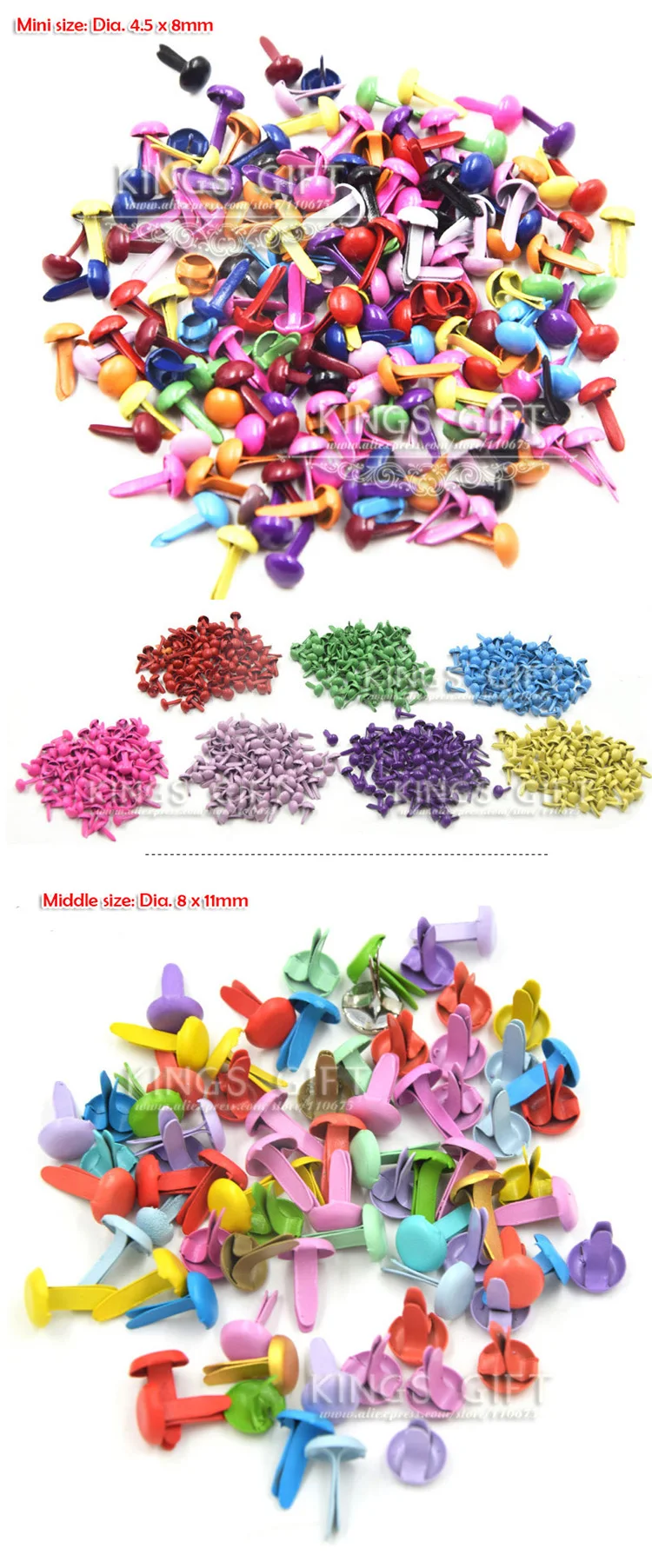 100 шт/500 шт Многоцветная Картина Brads для скрапбукинга Металлические Brads DIY аксессуары для рукоделия