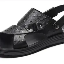 Летние кожаные мужские сандалии; Мужская дышащая модная одежда; песочные сандалии