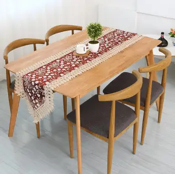 

Fyjafon Table Runner Embroidery Table Runners Transparent Lage edge Polyester Runner Table Decoration Table Cloth 40*180/40*200