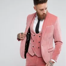 Изготовленный на заказ розовый бархатный мужской s Костюм Модный Зимний свадебный костюм жениха Slim Fit мужской смокинг костюм 3 piceces куртка+ жилет+ брюки