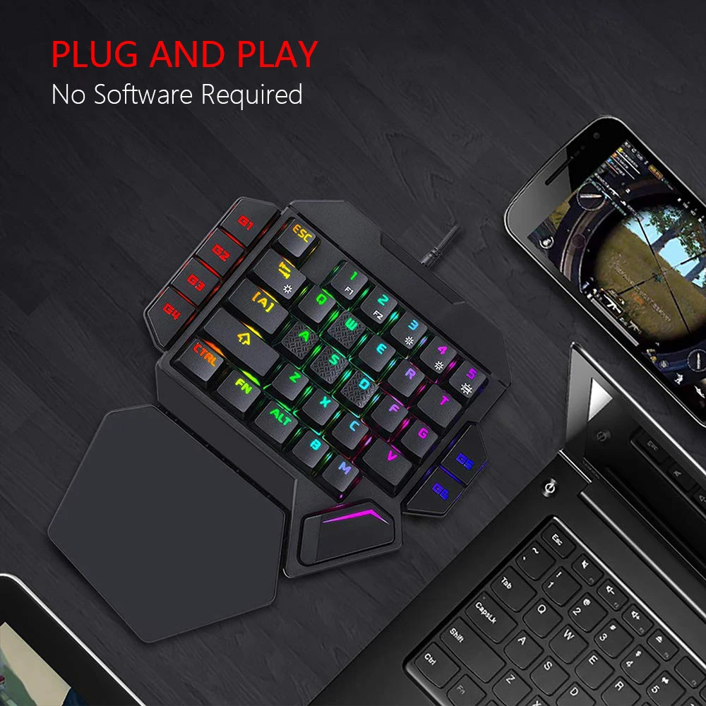 Mini Teclado Mecânico de Jogo de Uma só Pessoa K50 Rgb Backlit Mini Teclado Portátil para Jogos Controlador de Jogo para pc Ps4 Xbox Gamer - Imagem 5