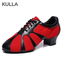 

Red Black Splice Adult Latin Dance Shoes Women Jazz Modern Rumba Salsa Shoe Size 26-45 Children's Shoe For Sports Ballroom Dance
