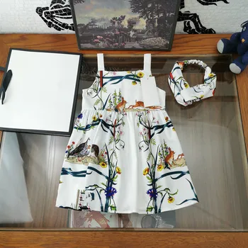 

Y4173 2020 summer new girl sling floral pattern dress pure cotton Korean retro 6-year-old fashion little girl suspender dresses
