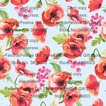 

red rayon Cotton Floral Flowers Dots Fabric For Doll Patchwork Clothes Sewing Needlework Decor Home Textile