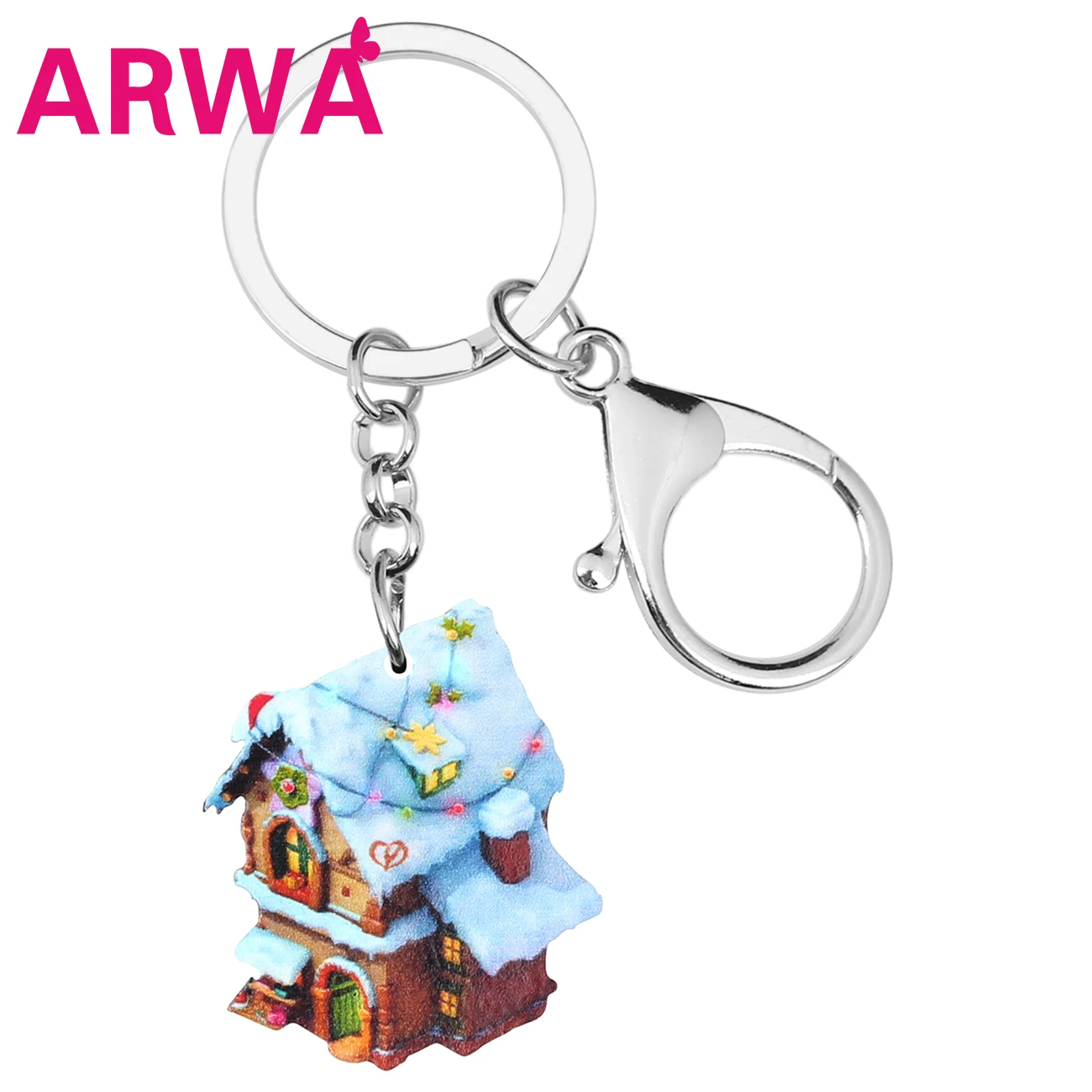 ARWA Acrylic Christmas Anime Castle Snow House Key chains Ring Bag Car Purse Decoration Keychain For Women Girl Charm Gift | Украшения и