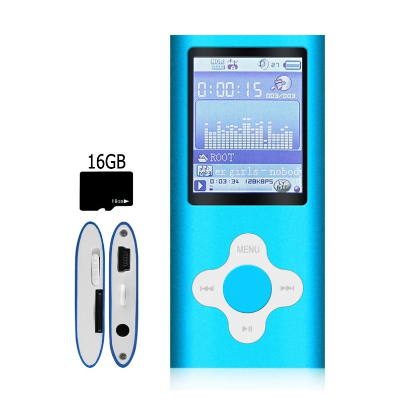 Stylish Mp3/Mp4 Player With A 16Gb Micro-Sd Card,Support Photo Viewer,Mini Usb Port 1.8 Lcd,Digital Music Player,Media Player,Mp