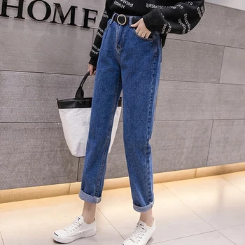 

Women Wide Leg Jeans Boyfriends Jeans Vintage High Waist Pants Black Loose Plus Size Feminino Denim Pant