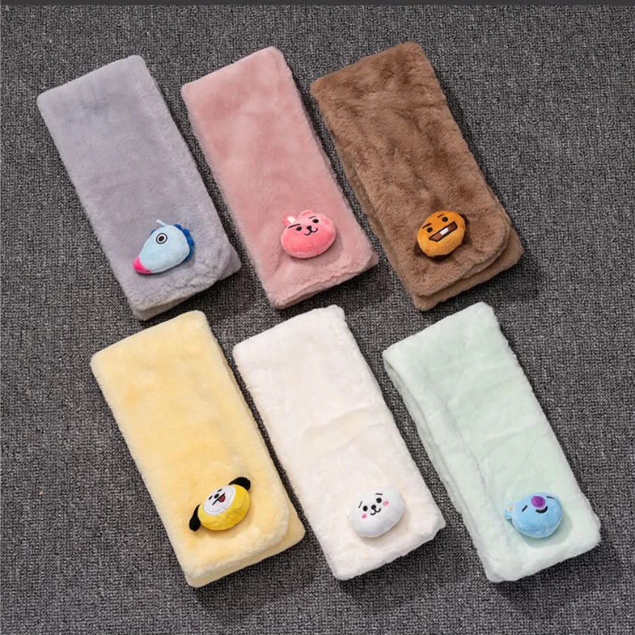 HQBTSCBulletproof Youth Group Cartoon scarf Korean imitation rex rabbit fur grass winter wild plush winter girls warm scarf