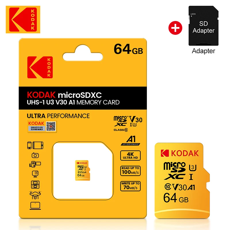 100%Original Kodak Micro SD Card 128G 32GB 64GB 256GB 512GB Class10 Memory Card U3 A1 V30 cartao de memoria Video Phone TF  Card sony memory card