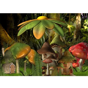 

Mushroom Backdrops Fairytale Forest Tree House Baby Party Decor Portrait Photographic Backgrounds Photocall Photo Studio