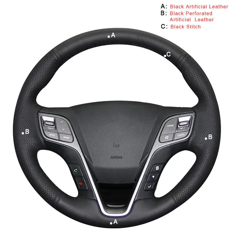 Artificial Leather Авто оплетка на рулевом колесе Крышка для hyundai Santa Fe 2013- ix45 2013 интерьерные автомобильные чехлы автостайлинг - Название цвета: Artificial Leather