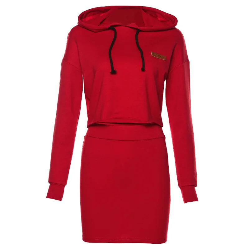 Shстайл красные толстовки уличная юбка наборы для женщин с буквенным принтом и