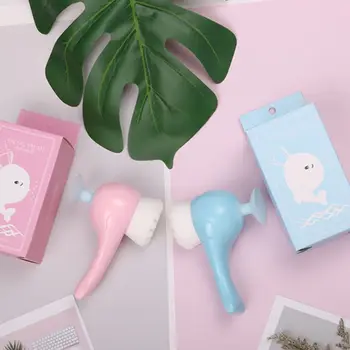 

Cute Whale Shape Waterproof Manual Facial Cleansing Brush with Sucker Soft Bristles Scrubber Clean Pores Makeup Skin Massager