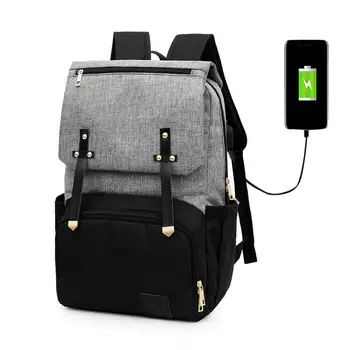 

New Diaper Bag Mummy Daddy Backpack Baby Stroller Bag Waterproof Oxford Nursing Nappy Bag Kits USB Rechargeable Holder