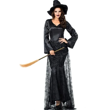 

New Arrival Womens Black Witch Costume Halloween Carnival Performance Party Cosplay Clothing