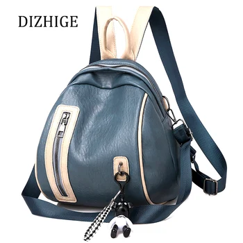 

Designer Blue Multifunction Backpacks Women Bear Ornaments Leather Shoulder Bag Small School Bag Teenage Girls Daypacks Mochilas