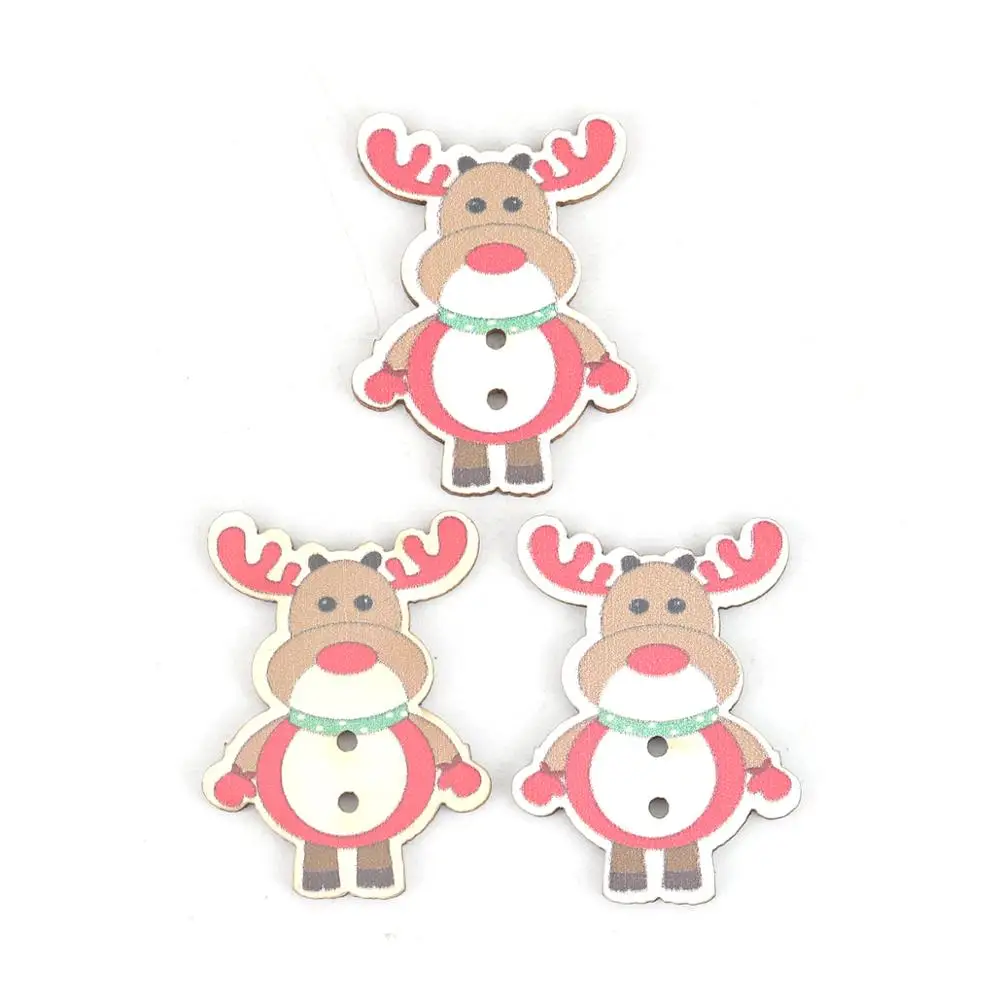 

Wood Painting Christmas Reindeer Pattern Buttons Mini Tiny Sewing Buttons Scrapbooking 2 Holes Multicolor 32mm x 24mm, 25 PCs