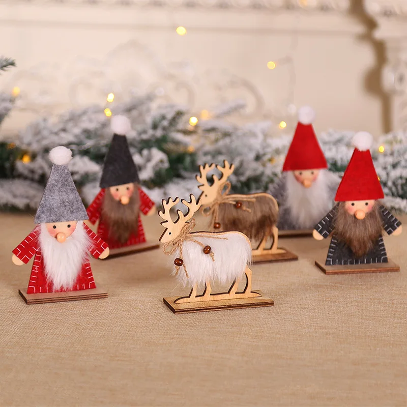 

2019 Wooden Reindeer Christmas Decoration for Home Splice Deer Xmas Ornaments Kids Gift for Home Navidad New Year Party Decor