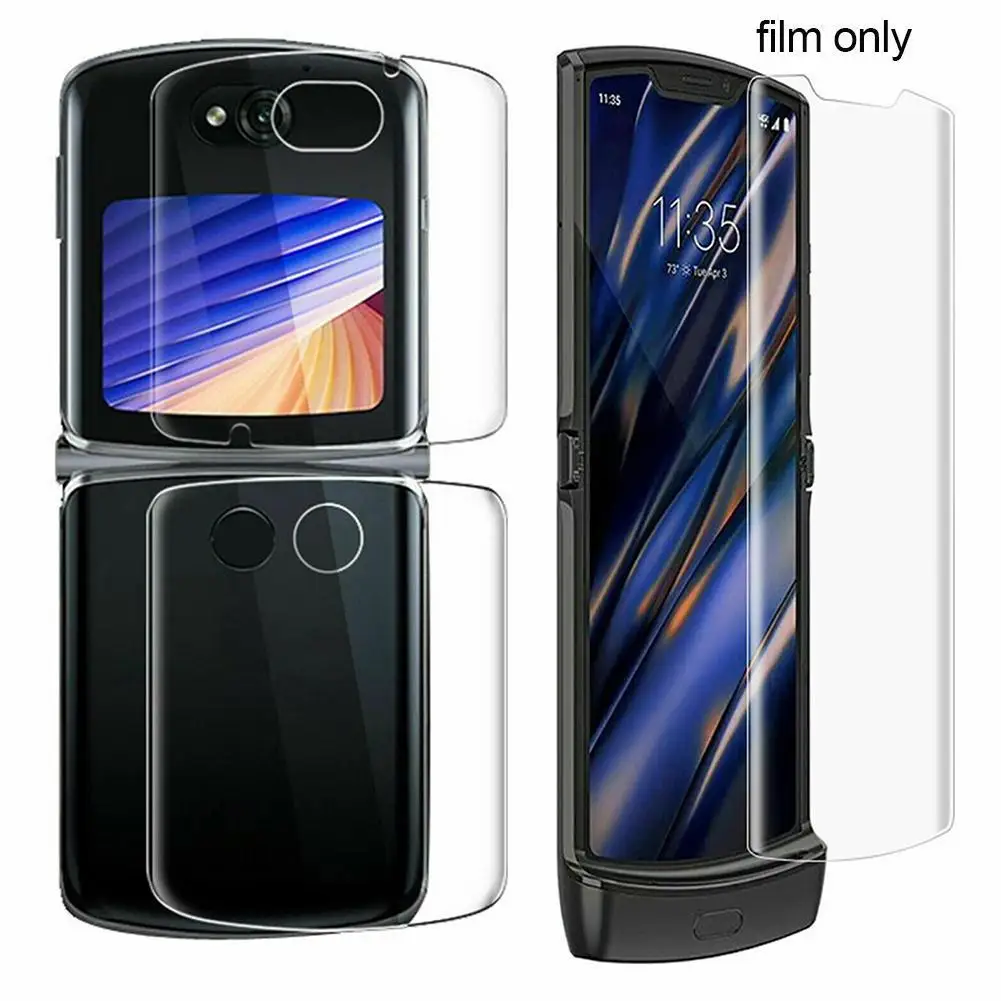 Мягкая Гидрогелевая пленка 3 в 1 для Motorola Moto Razr 5G Защитная экрана HD Back 2020 мягкая