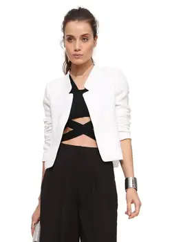 

Women Short Slim Jacket Coat O-Neck Elegant Classic Office Ol Jacket