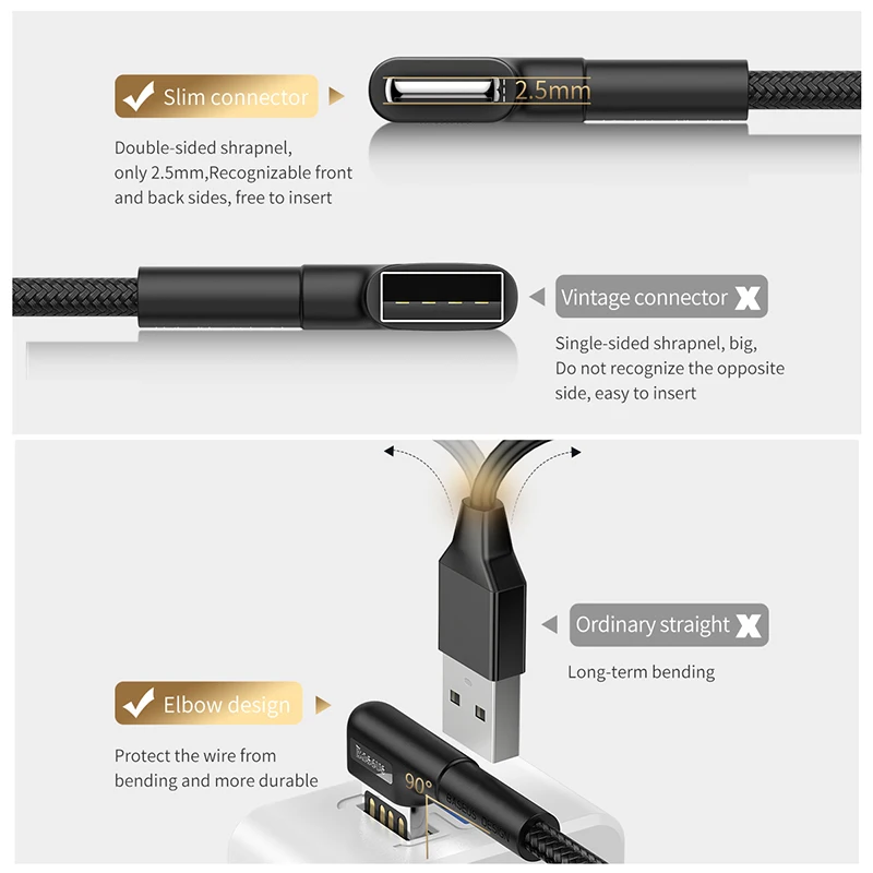 Baseus usb кабель для зарядки с двойным изгибом для iPhone 11 XS Max XR 8 Plus 2.4A быстрое зарядное устройство кабель для передачи данных USB шнур для зарядки