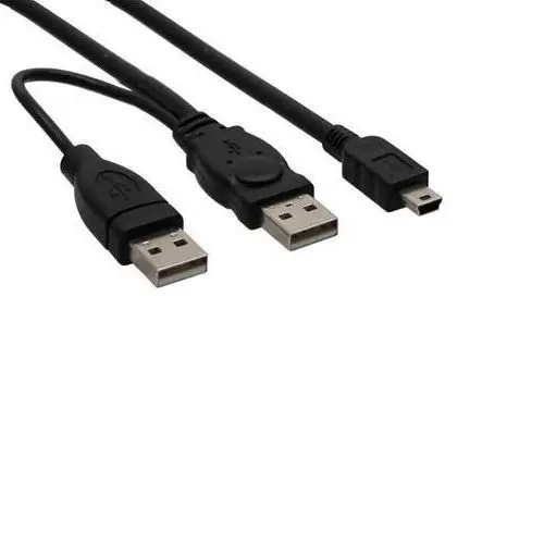 Кабель USB mini tipo B 5 pines dual power 0 50 M Negro|Кабели передачи данных| |
