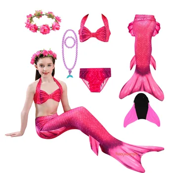 

Red Blue Rainbow Set 6 Swimming Mermaid Tail Costume for Girls Swimmable Mermaid Tail with Monofin Kids Cosplay Costumes