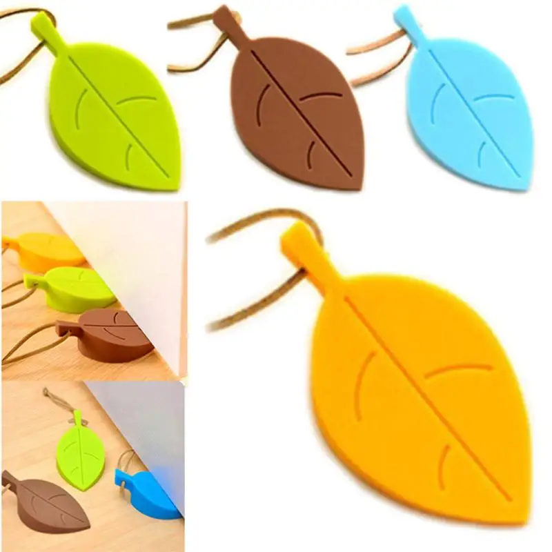 New 1PCS 4 Color Cute Creativity Cartoon Leaf Style Door Stopper Silent  Door Stop Silicon Doorstop Safety For Baby Home Supplies