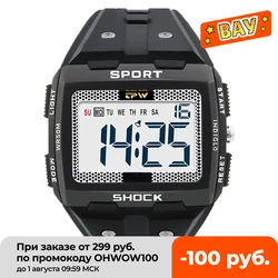 Reloj Deportivo Digital Multifunción para Hombre, Chrono 5Bar con Alarma, Resistente al Agua, con Luz Trasera y Pantalla Cuadrada