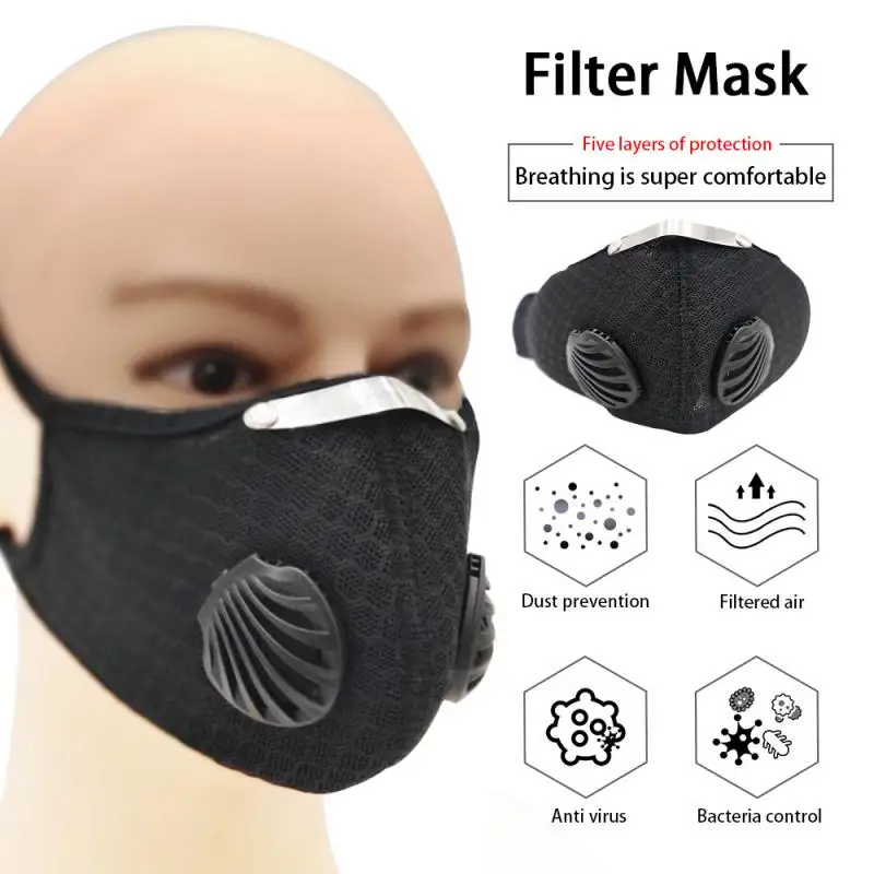 

Sport Face Mask With Activated Carbon KN95 FFP2 Filters PM 2.5 Anti Pollution MTB Bike Training 95% Mask Anti Smog Cycling Mask