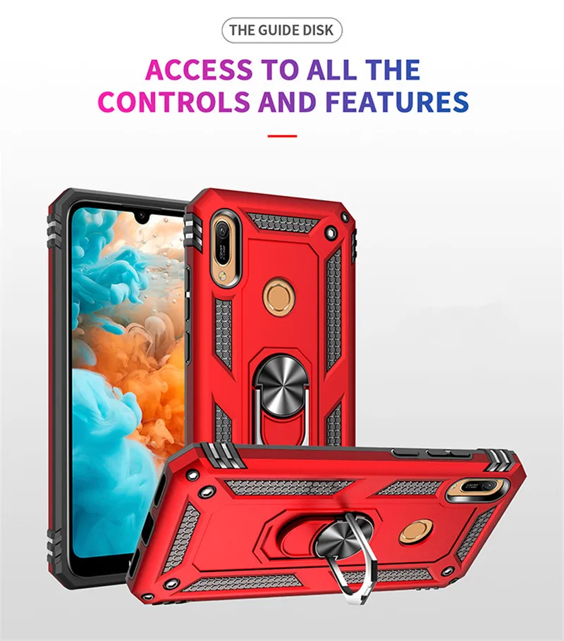 

for Huawei Y6 2019 Case Magnet Car Ring Stand Holder Cover For Huawei Y6 2019 Case 6.09 inch MRD-LX1 MRD-LX1F Coque Fundas