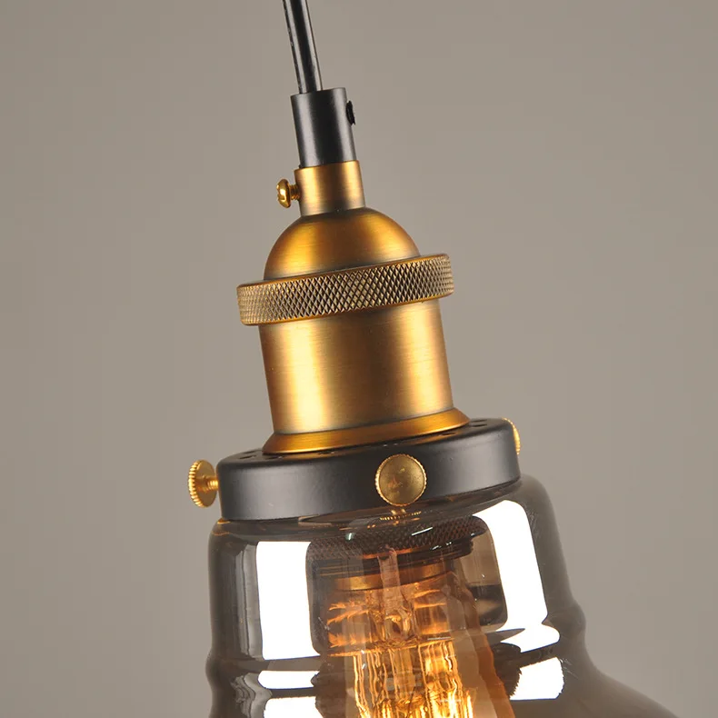 Скандинавский дымчатый серый стеклянный подвесной светильник в скандинавском стиле, промышленный Ретро светильник, для ресторана, бара, гостиной, лампа для кухни, кафе