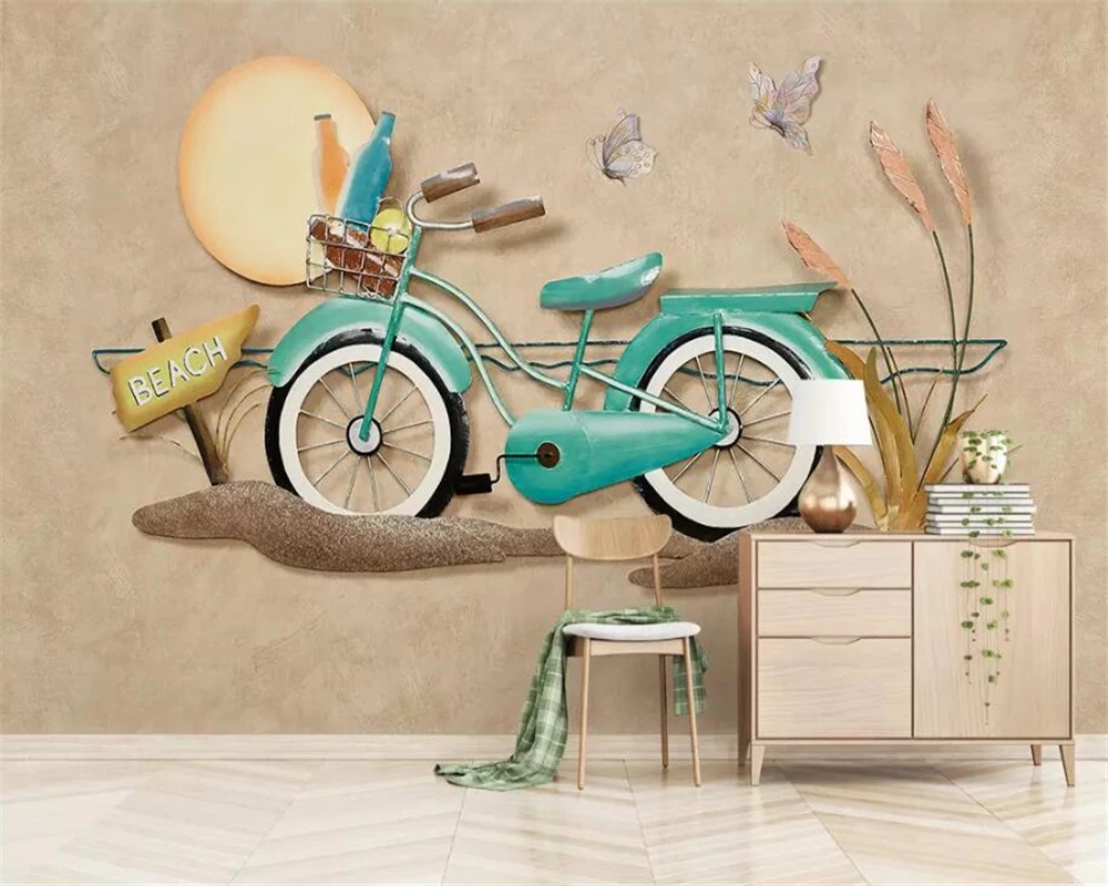 

Drop Shipping Custom HD 3d Wallpaper Mural European 3D Stereo Bicycle Wall Decoration Painting Wallpaper For Living Room Tapety