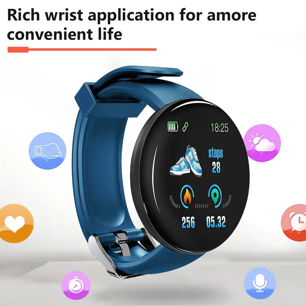 Smart Watch D18 Men's And Women's Fitness Pedometer Bracelet Digital Heart Rate Blood Pressure Detection Children's Watch