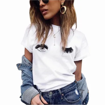 

Blink Eyes Print T Shirt Women Short Sleeve O Neck Loose Tshirt Nice Summer Women Tee Shirt Tops Women Shirts Cotton Short