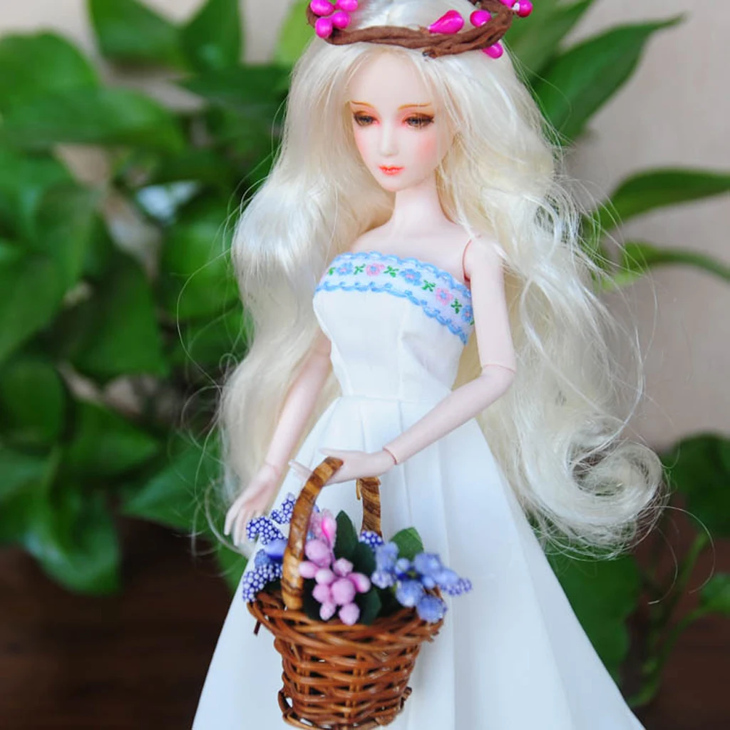 1:12 Dolls House Rattan Basket With Handle Simulation Furniture Fairy Garden