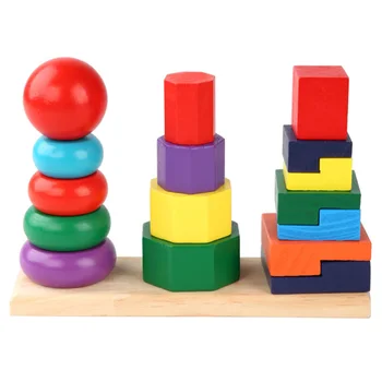 

1 Set Creative Colorful Block Column Toy Shape Color Match Toy